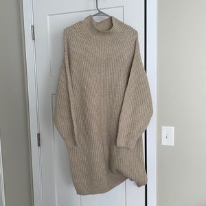 Oak + Fort Oatmeal Mock Neck Sweater Dress
